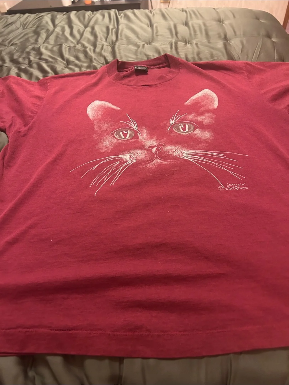 Vintage screen stars Red Cat Graphic Tee by - Soft Cotton Pet Shirt